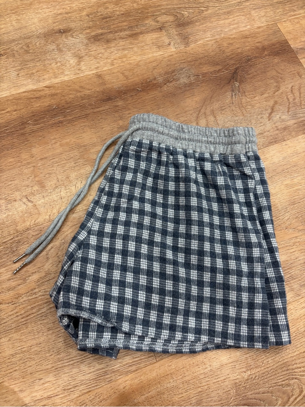 La Hearts Navy and Gray Plaid High Waist Shorts